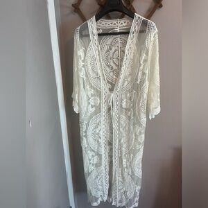 Lace festival style beach cover ivory colour beautiful resortwear boho